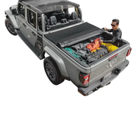 Couverture de benne rétractable manuelle en tissu souple pour Jeep Rubicon pour camionnettes Gladiator - Imperméable et verrouillable