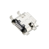 마이크로 USB 타입 B 5 핀 암 커넥터 4 족 싱크 플레이트 수평 SMT 장착 컬링 에지 USB 커넥터
