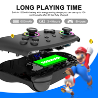 Controlador RGB de diente azul inalámbrico de doble vibración para Nintendo Switch OLED/Switch Lite/PC/Gamepad móvil Joystick multifunción