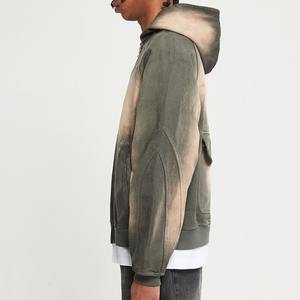 Sudadera con capucha y cremallera para hombre, diseño personalizado con logo impreso en relieve, tela de algodón de 350 g/m², ecológica y transpirable, con logo en la espalda - Product Image 4