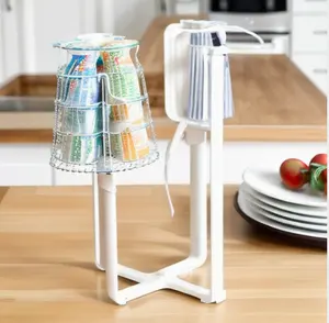 Keukenstandaard Houder Plastic Zak Droogrek Plank Prullenbak Aanrecht Opvouwbare Cup Flessen Droogrek Voor Plastic Zakken