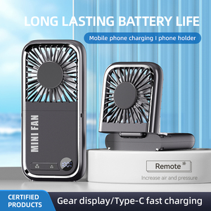 Mini ventilateur personnel portable USB rechargeable pliable léger avec support de téléphone intégré pour voyage - Product Image 4