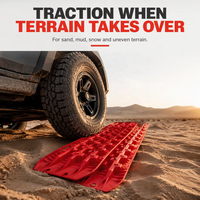 TCAL TT-05 Rouge – Barres de toit robustes, porte-charge latéral, planches de récupération, patins de traction en PP haute résistance pour pneus, pour l'extérieur et le 4x4