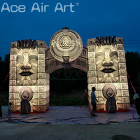 Arche géante gonflable LED en forme de totem maya, visage de pierre tribal ancien, portail d'entrée gonflable pour parc à thème, décoration de fête jungle
