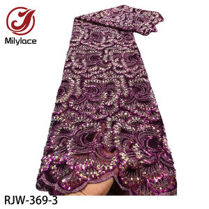 Romantik pullu çiçek nakış Net dantel kumaş afrika gelin fransız dantel kumaş - Product Image 3