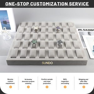 Chất Lượng Cao Sợi Nhỏ Nhung Biểu Tượng Tùy Chỉnh Lớn Đồng Hồ Hiển Thị Khay Cho Da Dây Đeo Cổ Tay Đồng Hồ Showcase Khay - Product Image 4