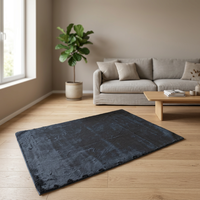Tapis élégant et moderne en fausse fourrure gris foncé, doux et moelleux, fabriqué à la machine, adapté aux animaux domestiques, respectueux de l'environnement, certifié OEKO-TEX, tapis d'intérieur 60x120