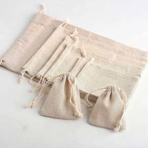 Sacs à cordon en coton et lin naturel Maxfree, blancs, personnalisables, pour le rangement, en différentes tailles - Product Image 1