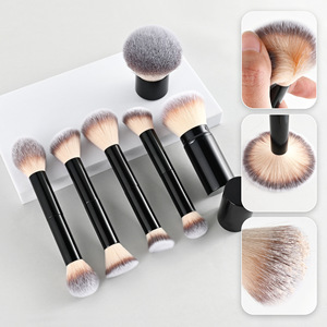 Juego de 6 Brochas de Maquillaje de Pelo Sintético con Ferrula de Aluminio para Rostro, Ojos, Polvo, Base, Rubor y Sombra de Ojos, Brochas Cosméticas con Logotipo Personalizado - Product Image 1