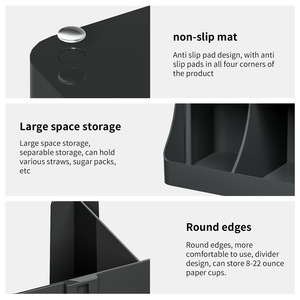 Boîte de rangement pour dosettes de café, organisateur mural noir à 2 niveaux pour l'organisation de bureau d'un café, avec support pour couvercles de tasses et pailles - Product Image 5