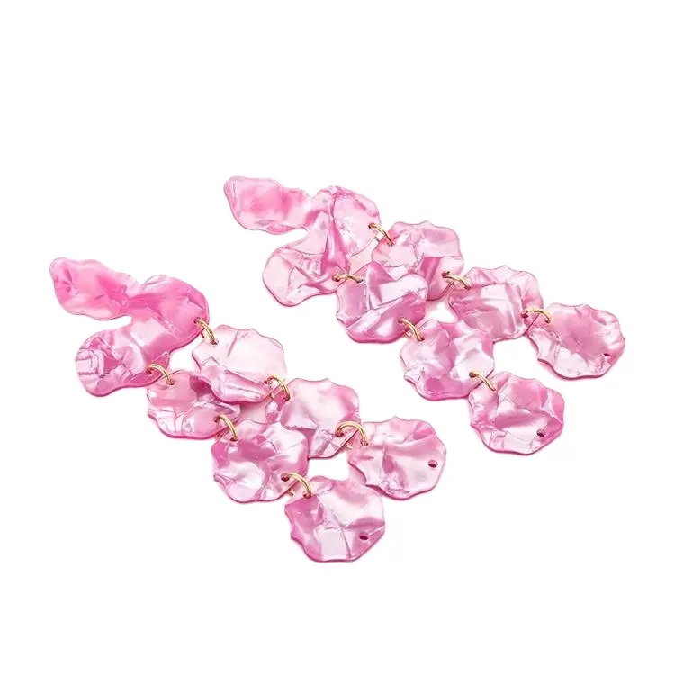 CANYUAN Bijoux en vrac Boucles d'oreilles en acétate de cellulose Boucles d'oreilles longues personnalisées roses uniques Boucles d'oreilles en acétate