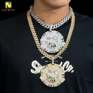 Chine bijoux en gros crâne visage dessin animé pendentif exagéré coloré CZ bijoux Hip Hop Rock glacé cadeaux pour hommes rappeurs