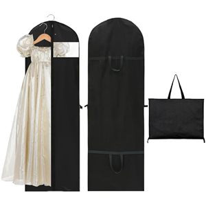 High Quality Custom Logo Protective Foldable <b>Bridal</b> Dress <b>Bag</b> Non-Woven Garment Cover in Black Dustproof Storage - Product Image 1
