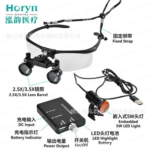 แว่นขยายสำหรับทันตกรรม Horyndent กำลังขยาย 5 เท่า พร้อมไฟ LED 5 วัตต์ สำหรับการผ่าตัดหู คอ จมูก และช่องปาก - Product Image 2