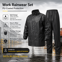Ensemble uniforme de travail en fibre de polyester imperméable, coupe-vent et antibactérien à col montant, avec poignets ajustables et ourlet à cordon de serrage pour la logistique