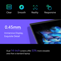 Laptop Aziendale Intel con Doppio Schermo IPS Touch da 14 Pollici, Nuovo di Fabbrica, Windows 11 in Inglese, SSD ad Alte Prestazioni
