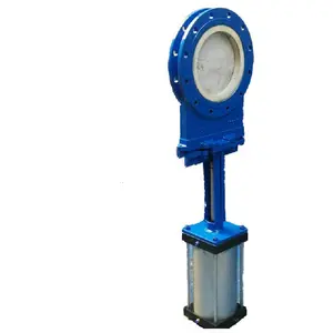 PN16 10inch Pneumatic Operated Knife Gate Valve Ptfe Line Cast Steel Pneumatic Air Control Flange Wafer Knife Gate Valve