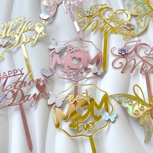 Decoración para Pastel del Día de la Madre con Mariposas Iridiscentes, Adorno para Pastel de Feliz Día de la Madre - Product Image 5