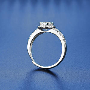 Bague en argent sterling S925 à double rangée de moissanite plaquée argent pour femme, <span class=keywords><strong>couleur</strong></span> <span class=keywords><strong>D</strong></span>, 1 carat, classique, simple, ouverte, transfrontalière - Product Image 4