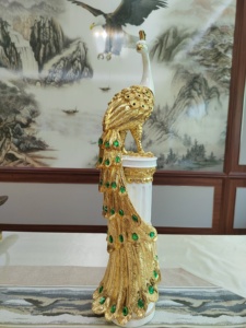 Figura de Pavo Real Vertical 2026, Estilo Europeo, 70 cm, Resina, Galvanoplastia, Estatua de Pavo Real, Decoración para el Hogar, Figura Decorativa para Interiores - Product Image 4