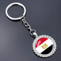 Llavero con la Bandera de Egipto con un Diseño de Flor Adornada con Pedrería, Adecuado como Colgante para Bolsos, Accesorio de Cristal