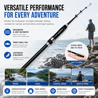 Canne à pêche télescopique en fibre de verre pour surfcasting en mer, 3,0 m, action rapide, eau douce et salée, lac, plage, roche, ruisseau, rivière