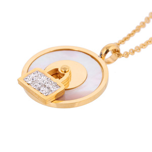 Collar con Colgante de Candado de Amor Redondo de Oro 18K, Estilo Europeo Americano Creativo, de Acero Inoxidable, Joyería de Regalo - Product Image 4