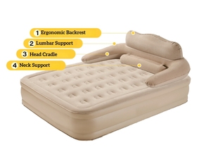 Lit d'air gonflable Queen Size confortable pour le <span class=keywords><strong>camping</strong></span> avec tête de lit, pompe à batterie intégrée, matelas pneumatique avec oreillers pour usage extérieur - Product Image 2