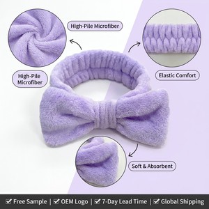 Diadema de Terciopelo Suave con Lazo Blanco y Gris en Stock, Empaque Personalizado, Muestra Gratis, Envío Global - Product Image 3