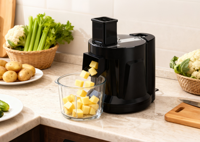 Robot culinaire électrique multifonctionnel 5-en-1 en plastique pour usage commercial et domestique, idéal pour les oignons et les pommes de terre