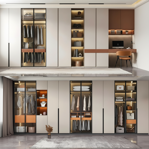 Style moderne haut de gamme personnalisé blanc porte coulissante armoire vêtements organisateur pour appartement salon maison projet - Product Image 1