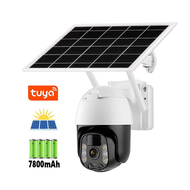Tuya Wifi Solar Powered 3MP PTZ Wireless CCTV Camera with Pir Motion & Human Detection for Home Security