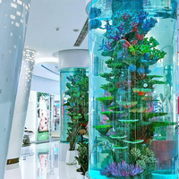Aquarium cylindrique transparent de grande taille en plastique écologique, taille personnalisée, pour poissons marins et récifs, idéal pour salon et bureau