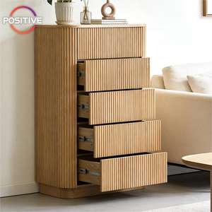 Cómoda Funcional de Madera Contrachapada con 5 Cajones, Estilo de Listones Verticales, Fácil Mantenimiento para Uso Doméstico, <span class=keywords><strong>Aparador</strong></span> - Product Image 2