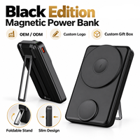 Support pliable, batterie externe magnétique sans fil 10000 mAh 22,5 W, câbles tressés doubles intégrés, chargeur de montre connectée 2,5 W pour smartphone