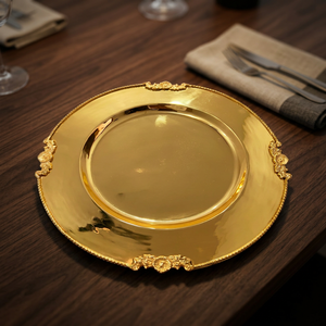 Premium Decorative Metal Charger <b>Plate</b> Durable Serving <b>Plate</b> for Wedding Table Decoration, Dining Display Home and Party Center - Product Image 2