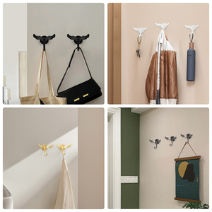 JIUFA Wing Shaped Coat Hooks Wall Mounted No Drilling Required Creative <b>Clothes</b> Hook For Entryway Bathroom - Product Image 3