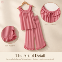 Ensemble de pyjama d'été élégant en coton délavé avec dentelle, haut sexy sans manches et pantalon, pour un sommeil réparateur