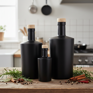 Emballage personnalisé <span class=keywords><strong>de</strong></span> bouteilles en verre pour spiritueux, <span class=keywords><strong>rhum</strong></span>, vodka, whisky, gin, noir mat vert <span class=keywords><strong>de</strong></span> luxe, 100 ml, 375 ml, 500 ml, 750 ml, imprimé - Product Image 1