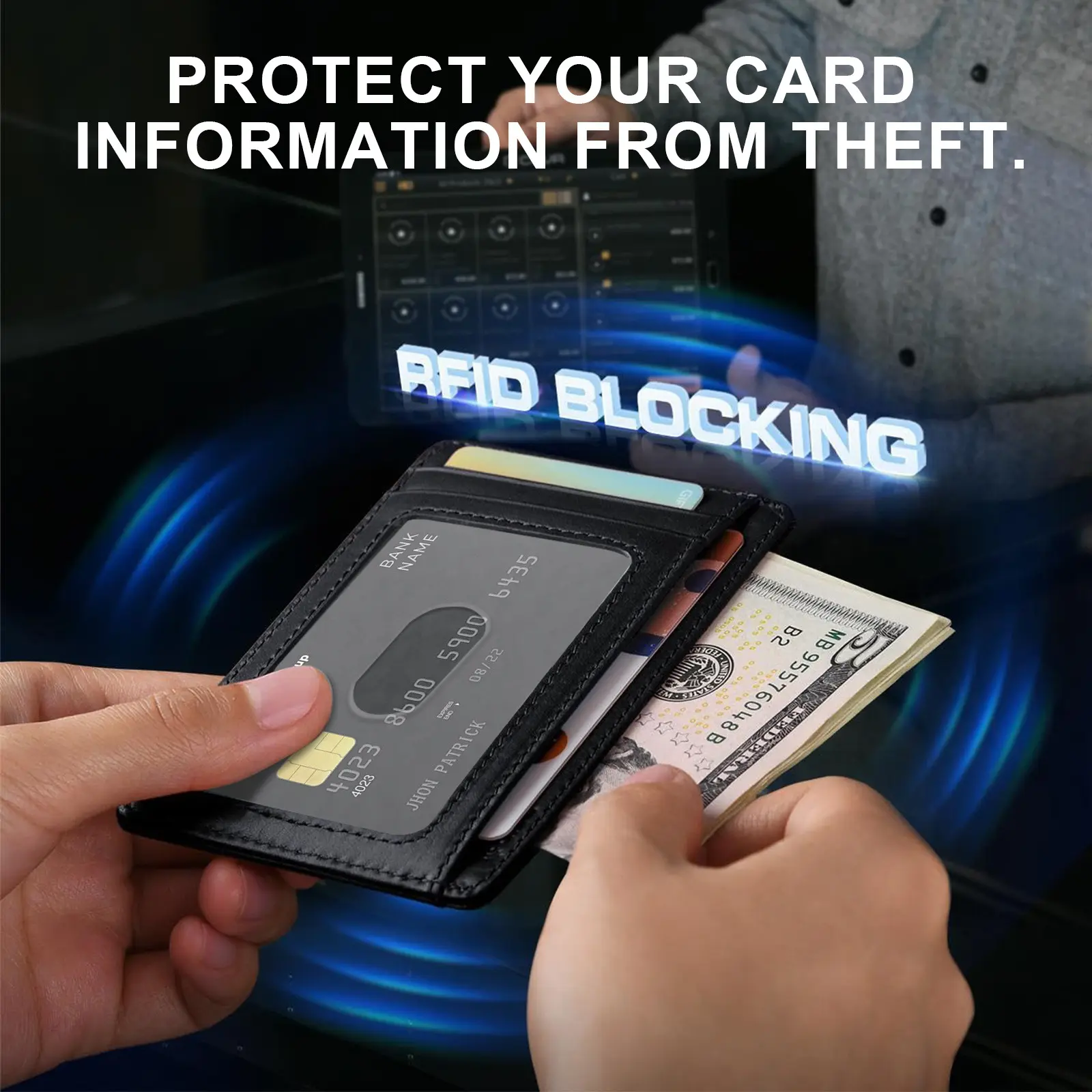 Custom Minimalist Card Holder Men Wallet RFID Blocking Leather Wallets For Men Women