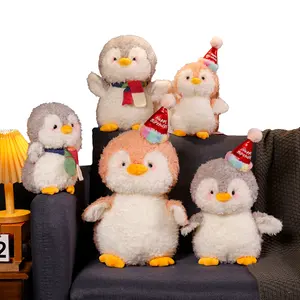 Pinguïn Pluche Speelgoed Met Verjaardagshoed Voor Kinderen Geschenken Zacht Knuffeldier Pinguïn Plushie Poppen Met Sjaal