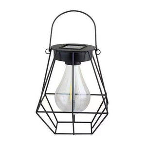 Lámpara Solar Colgante en Forma de Jaula de Hierro con Bombilla Edison LED, Decoración de Jardín, Iluminación Exterior Portátil - Product Image 5
