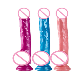 Şeffaf Kristal Gerçekçi Jöle Yapay Penis Yetişkin Seks Oyuncakları Kadınlar İçin Güçlü Vakumlu Vajinal Anal 24*4cm 300g Mor/Mavi/Ten Rengi - Product Image 1