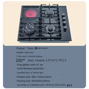 Cooking Electric Ignition Factory Offering Oem <strong>4</strong> <strong>Burner</strong> <strong>Glass</strong> Kitchen <strong>Gas</strong> <strong>Stove</strong> Without Oven With Hotplate Electric <strong>Burner</strong>