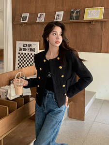 Blazer Lussuosi da <span class=keywords><strong>Donna</strong></span> in Tweed Spesso Inverno 2024, Giacche Corte, <span class=keywords><strong>Cardigan</strong></span> Casual con Bottoni, Cappotti Corti Curvy Eleganti - Product Image 4