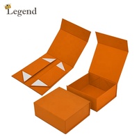 Boîte rigide pliable à fermeture magnétique, couleur orange, emballage cadeau pliable, taille personnalisée disponible, vente en gros