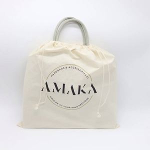 Sac en coton recyclable à cordon de serrage, prix d'usine, pour l'emballage de cosmétiques, avec pochette anti-poussière et logo personnalisé - Product Image 2