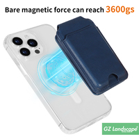 Porte-cartes en cuir PU magnétique personnalisé d'affaires miroir intégré original modèle privé support de portefeuille de téléphone avec chaîne anti-chute
