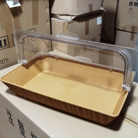 Panier à pain en plastique PP avec couvercle en PC, fournitures pour restaurants et hôtels, panier à pain rectangulaire pliable avec couvercle