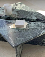 Table en marbre Verde Alpi populaire, mobilier moderne, canapé, table basse occasionnelle, table basse triangulaire en marbre vert clair